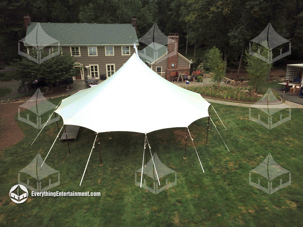 44-ft Round Sailcloth Tent for a backyard wedding