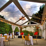 clear top tent with tables and chairs