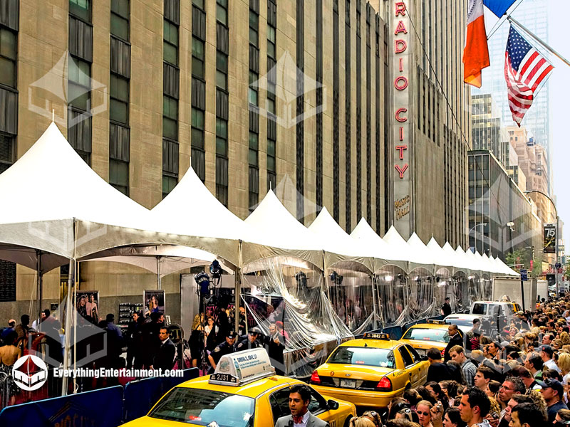 tents for movie premiere at Radio City Music Hall in NYC