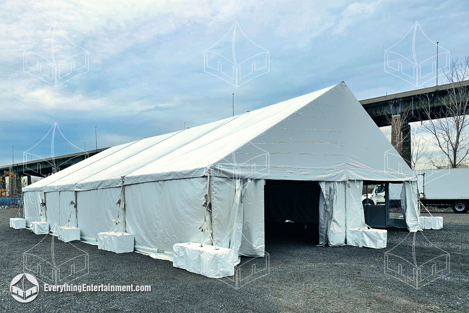 Temporary 40x60 frame tent, expertly converted into a functional and durable warehouse solution