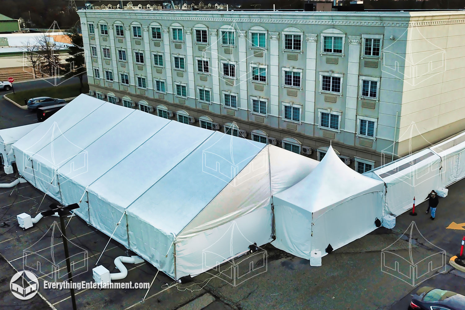 Spacious 40x75 tent setup for a corporate party, created to offer comfort and sophistication for your high-end event.