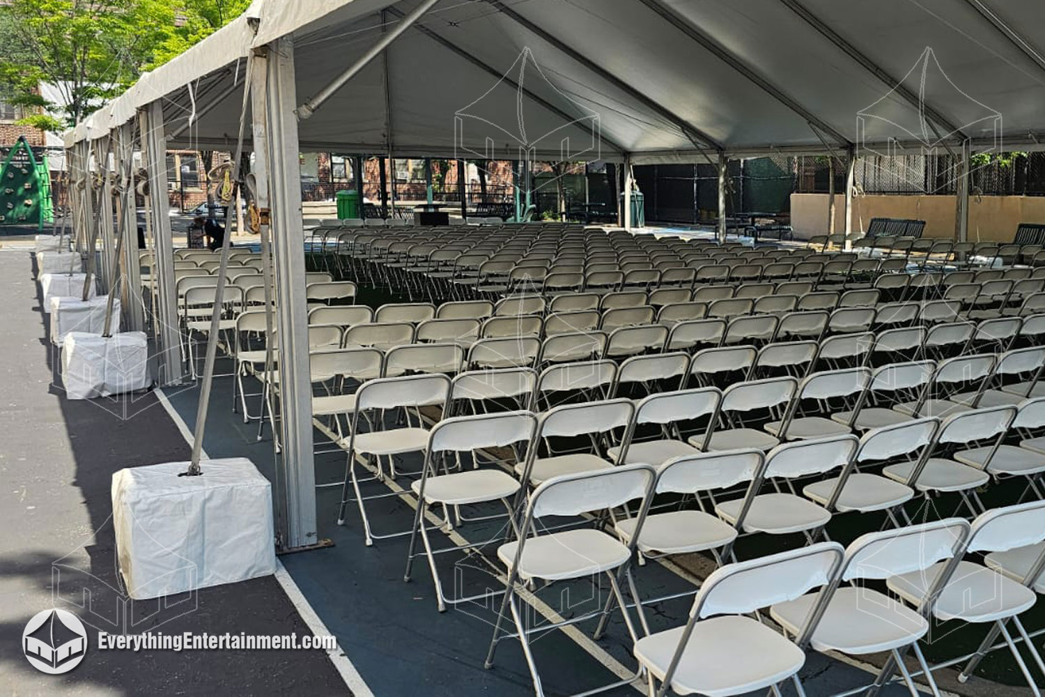 Elegant 40x80 frame tent interior, perfectly designed for a memorable and stylish commencement ceremony.