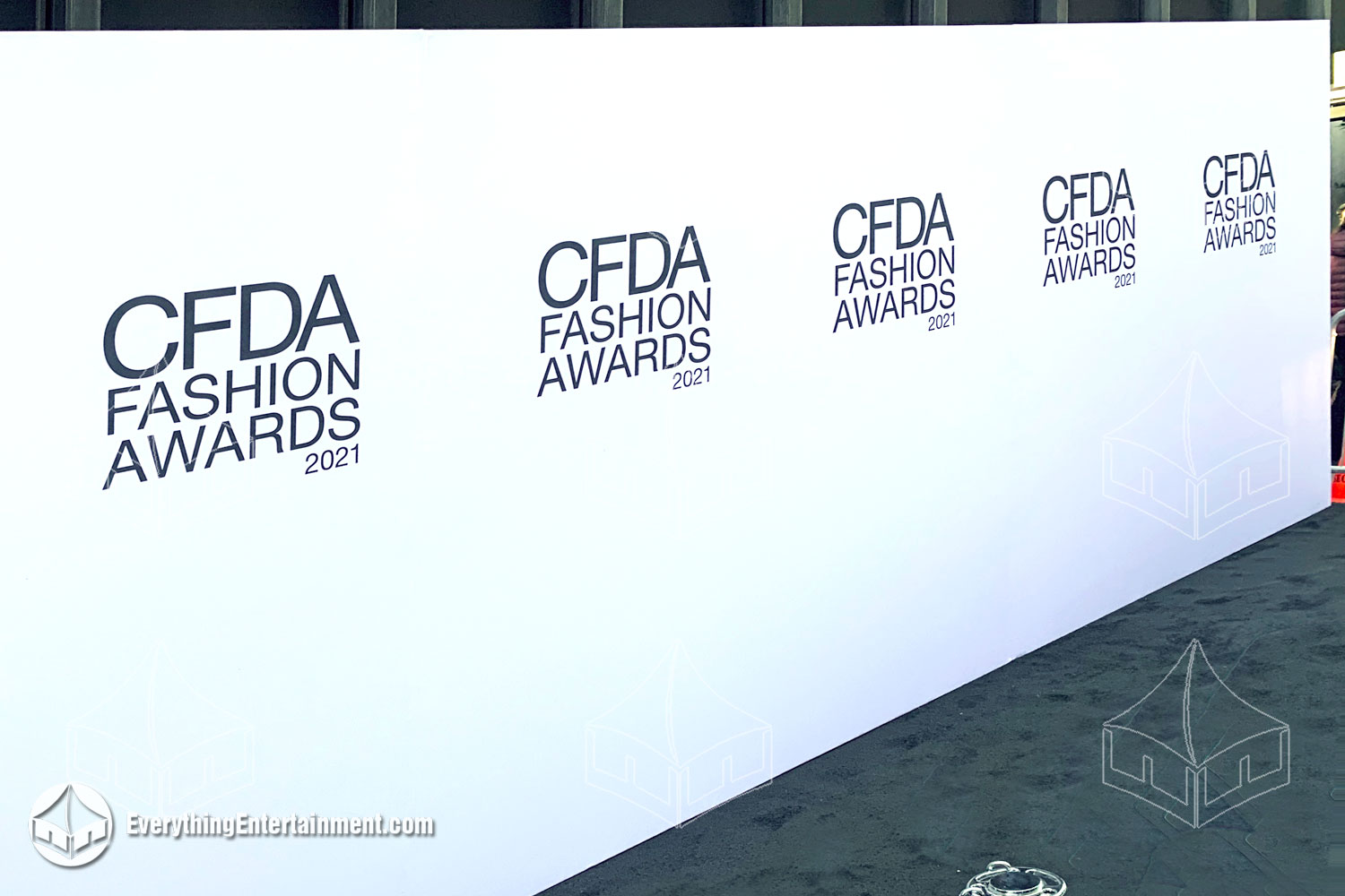 Iconic CFDA Awards step-and-repeat setup by Everything Entertainment, offering premium branding for prestigious events.