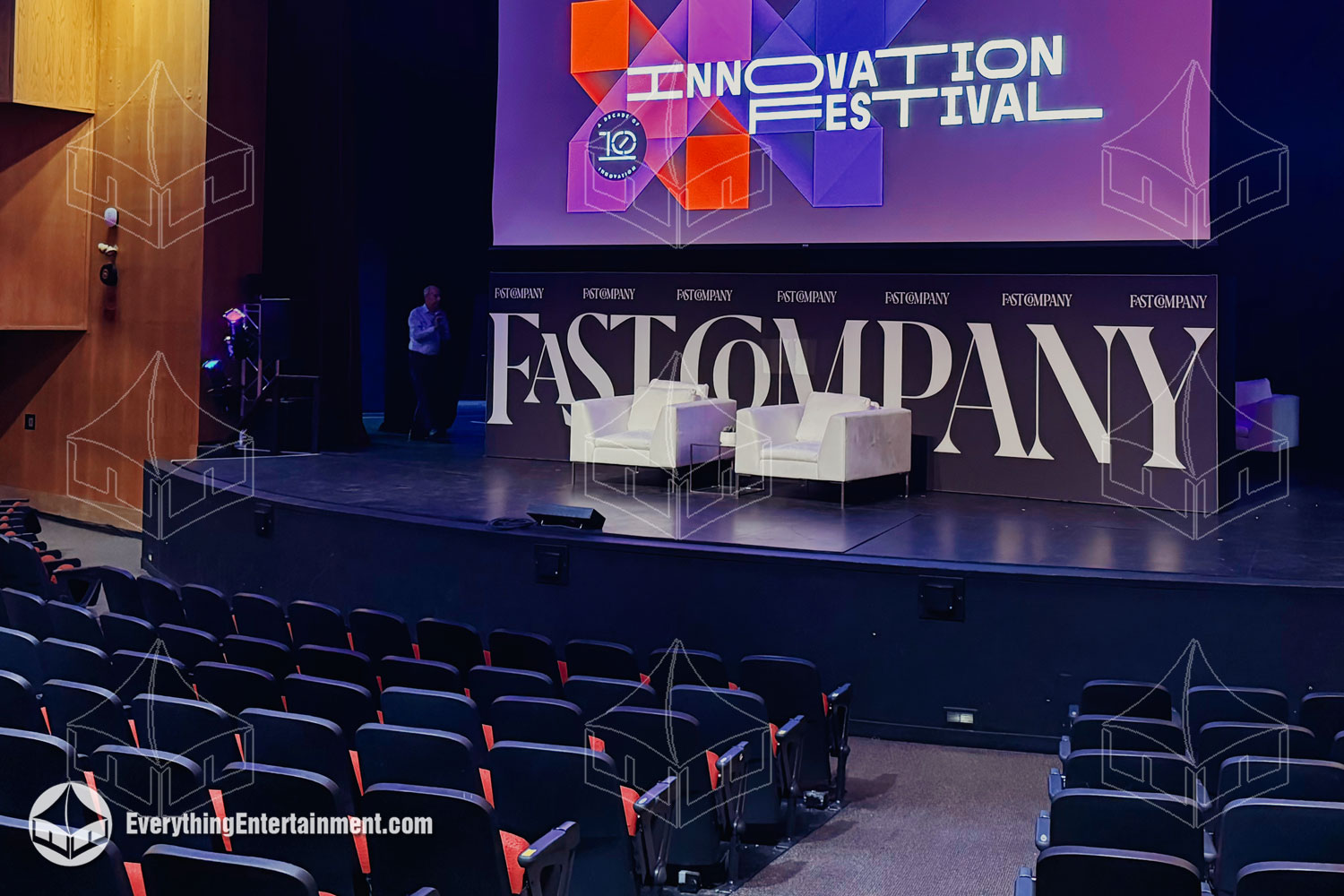 Dynamic stage setup for Fast Company, perfectly crafted by Everything Entertainment to create an engaging event experience.