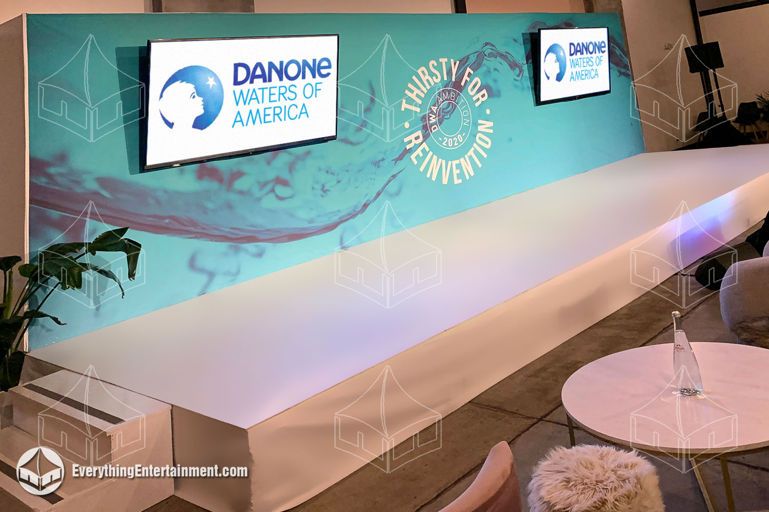 A vibrant stage crafted for Danone Water, combining creativity and precision for a standout marketing event.