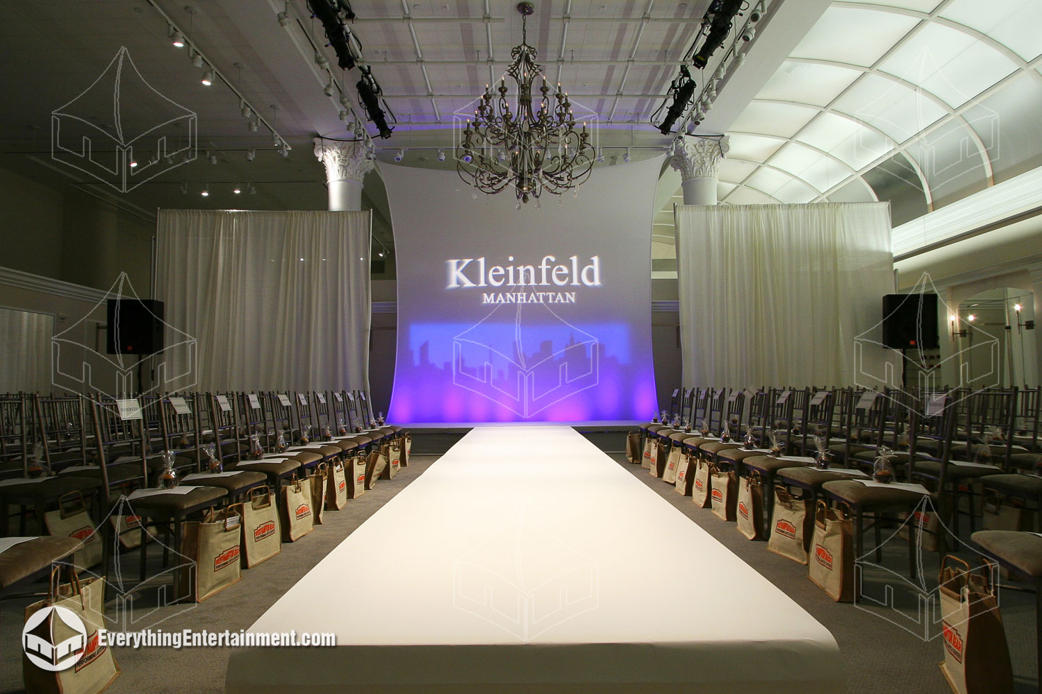 Stunning runway setup for Kleinfeld Bridal, showcasing Everything Entertainment's ability to create breathtaking fashion show experiences.