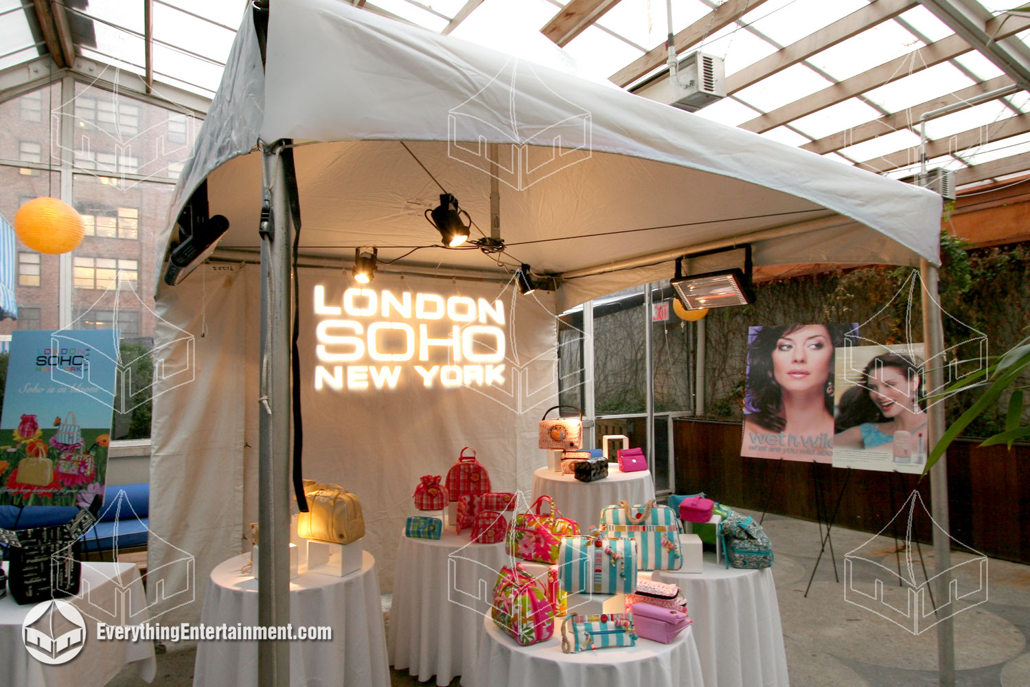 Elegant event design inspired by London Soho in NYC, blending urban sophistication with Everything Entertainment's expert touch.